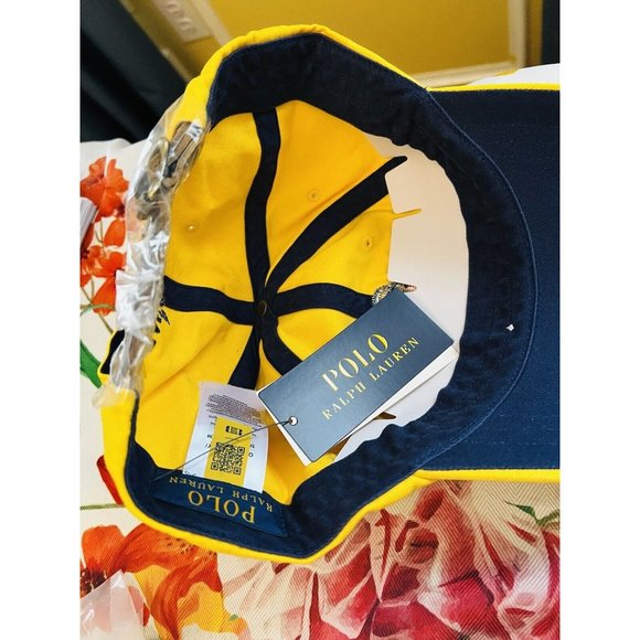 Polo Ralph Lauren Embroidered BIG Polo Bear Chino Cap Hat Yellow - New With Tags - Picture 16 of 16